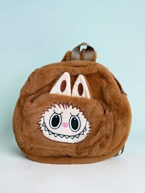 TAN Monsters Labubu Furry Mini Backpack Bag